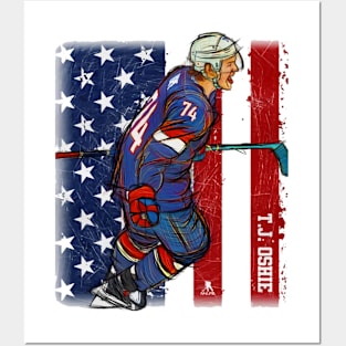 T.J. Oshie Washington Sketch Flag Posters and Art